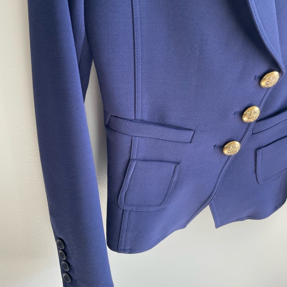 Smythe Asymmetrical Wrap Blazer - Navy Blue + Gold Buttons - Size 4 - Picture 11 of 16